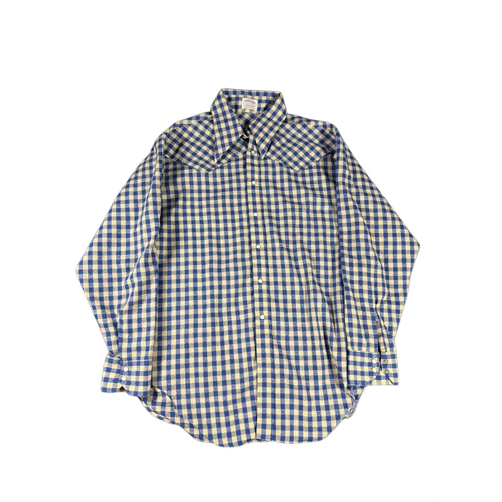 Vintage 60s McGregor Pearl Snap Shirt Gingham Plaid Dagger Collar true vintage